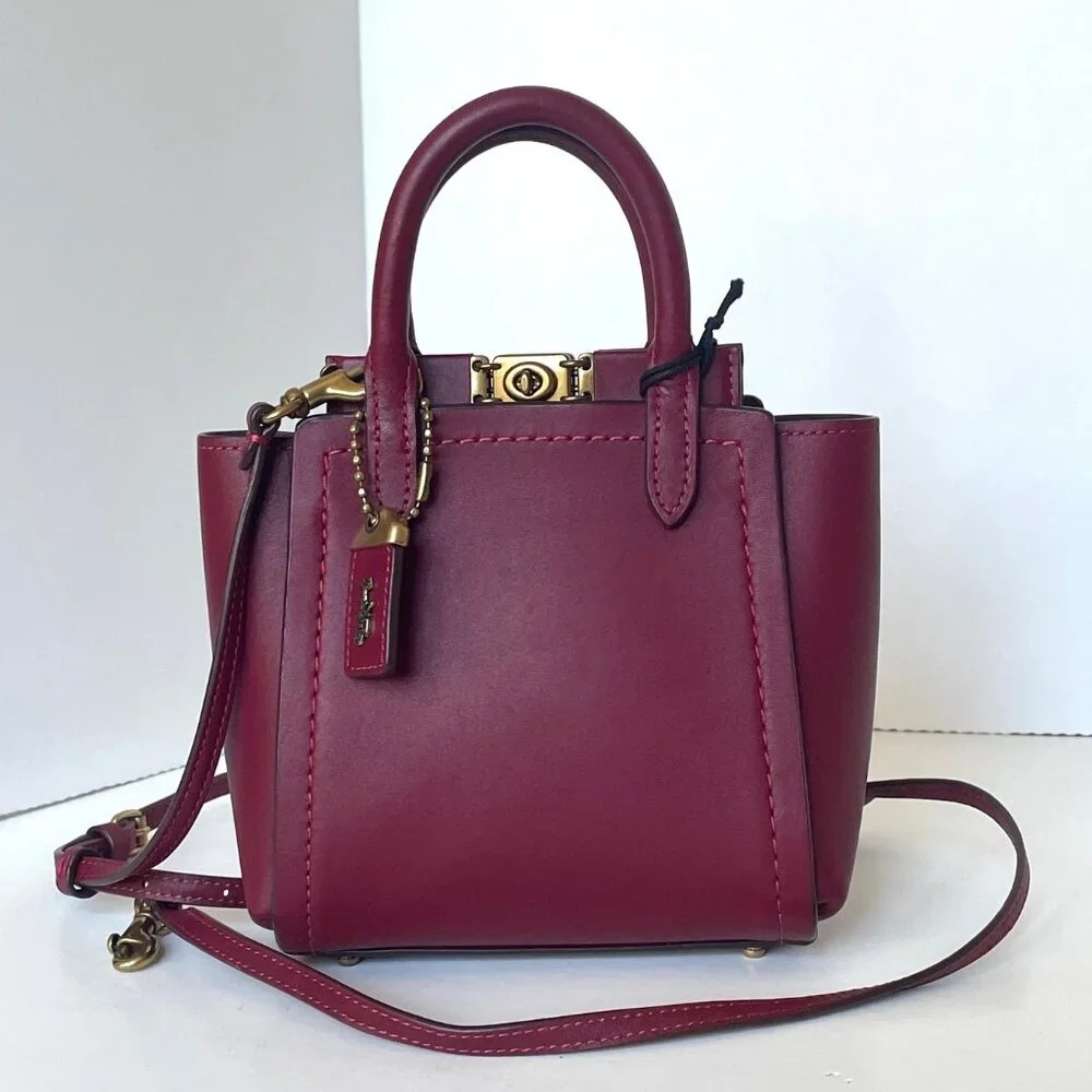 Coach 1941 Troupe Tote 16 Deep Red Leather Mini Crossbody Bag 79401